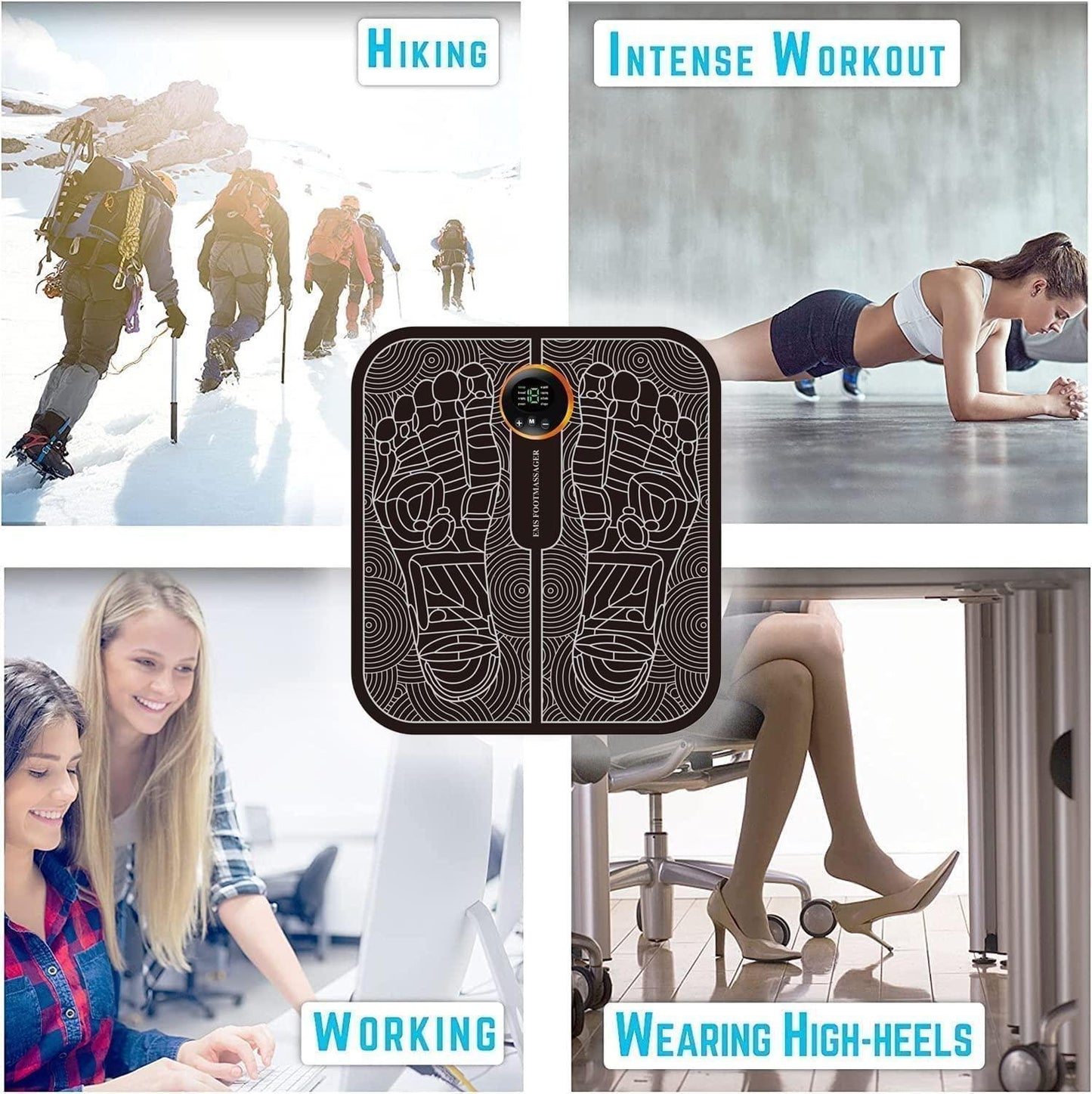 Vibrating Bubble Electric Ems Foot Massager Pad Rechargeable
