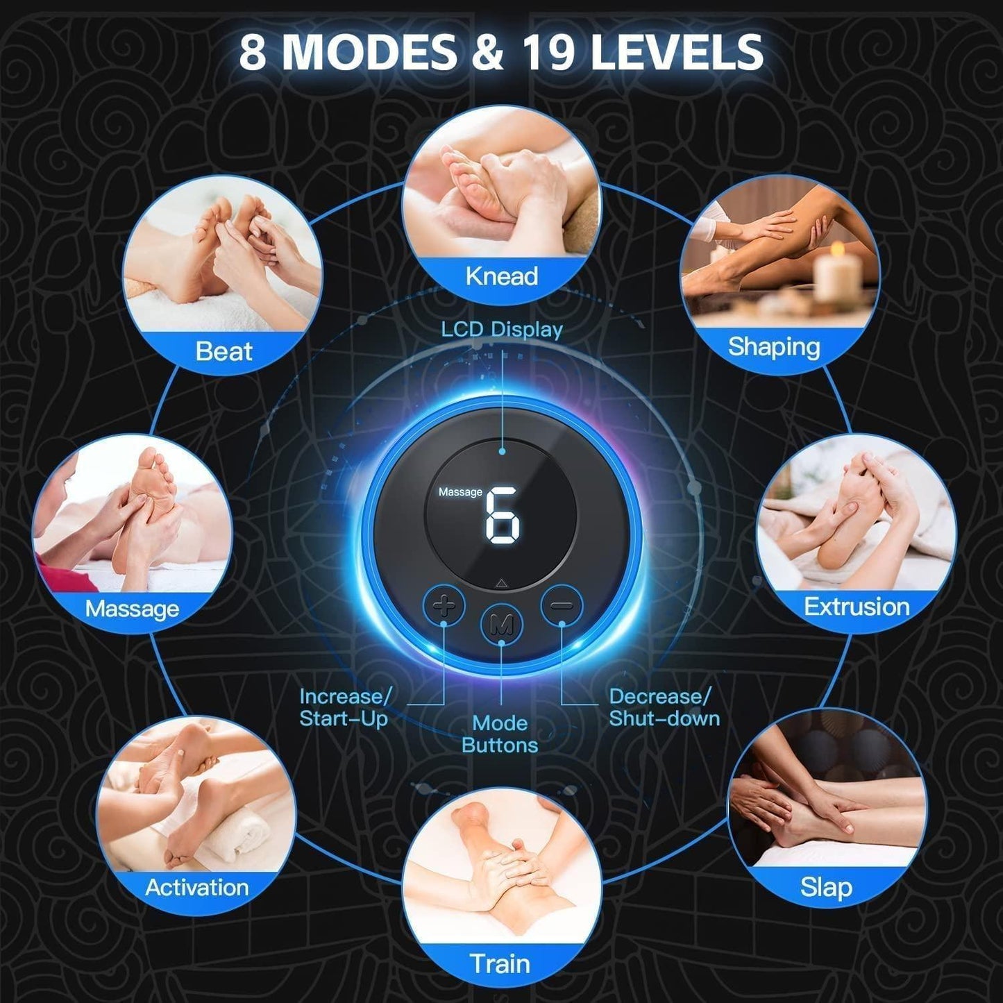 Vibrating Bubble Electric Ems Foot Massager Pad Rechargeable